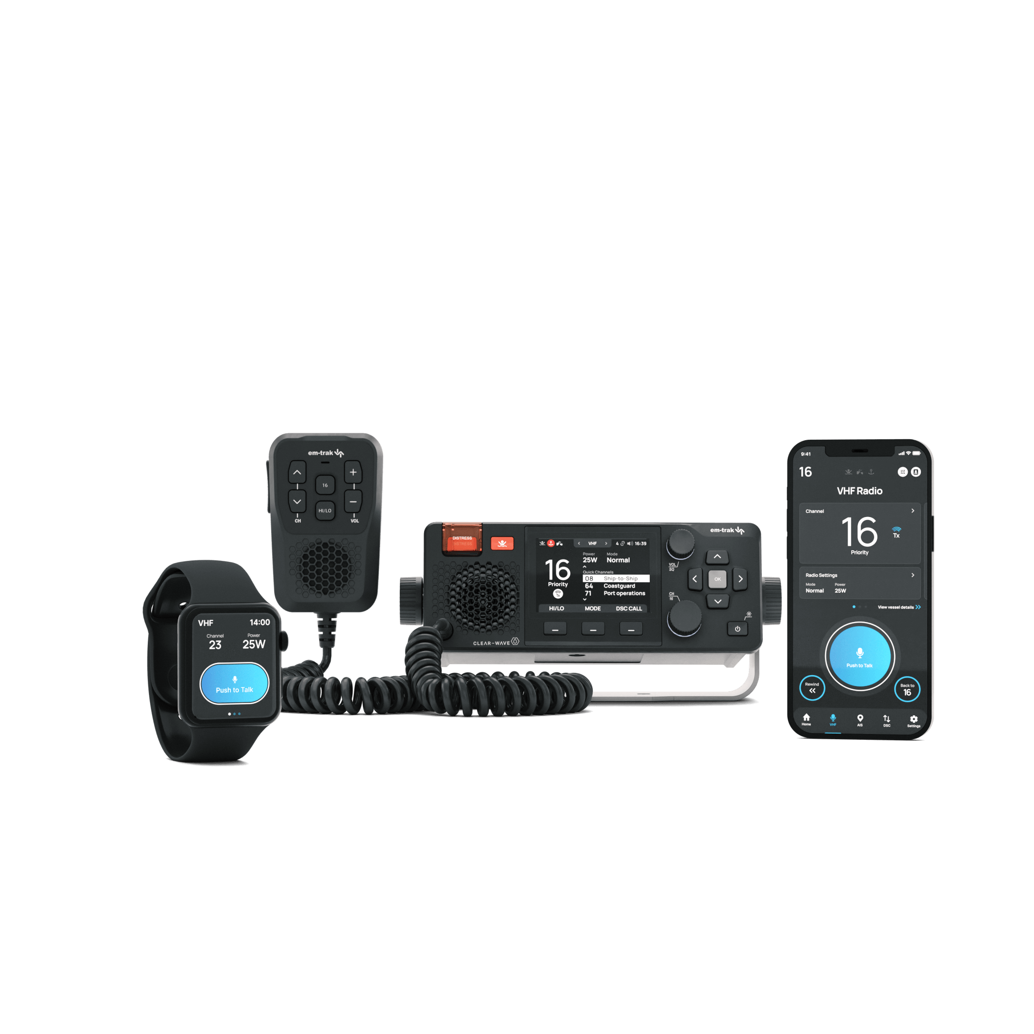 X100 Base, fist mic, and smart devices on clear background